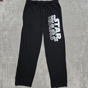 Star Wars Mens Lounge Pajama Pants Black Graphic Logo Cotton Blend Medium